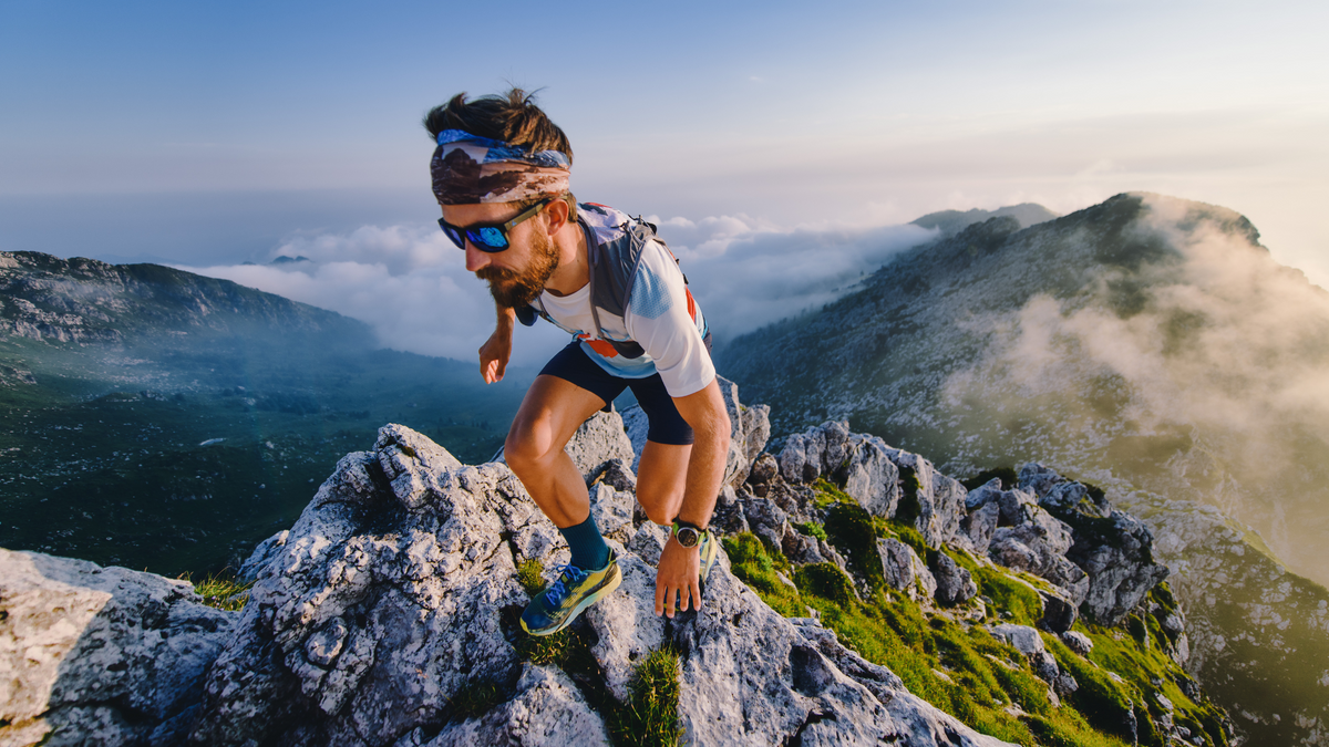 Athlete on mountain top